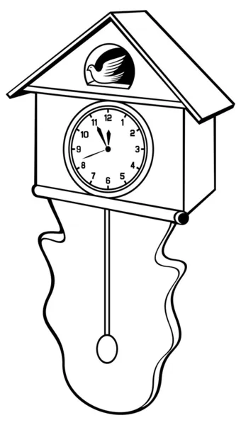 Drewniany zegar z kukułką — Wektor stockowy
