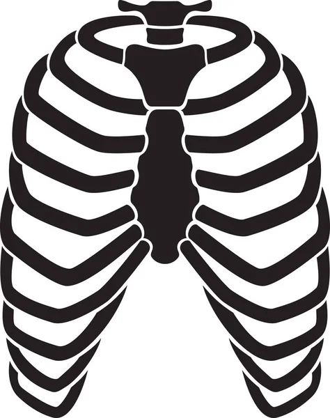 人間の肋骨のケージスケルトンブラックベクトルイラスト — ストックベクタ