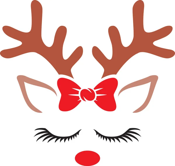 Christmas Reindeer Bow Color Vector Illustration — Stock Vector