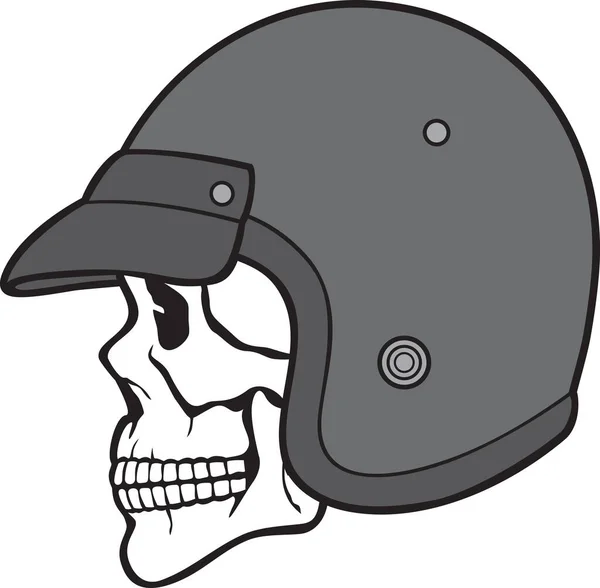 Cráneo Con Casco Motocicleta Ilustración Vector Color — Vector de stock