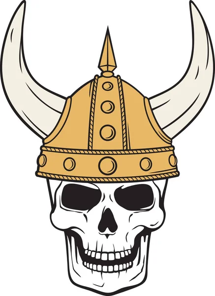 Human Skull Viking Helmet Vector Illustration — Stock Vector