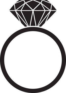 Elmas Yüzük Siyah Vektör İllüstrasyonu