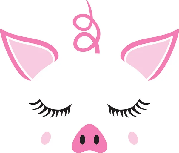 Cute Świnia Twarz Kolor Wektor Ilustracji — Wektor stockowy