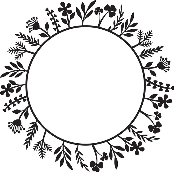 Floral Wreath Flower Circle Vector Illustration — Stock Vector