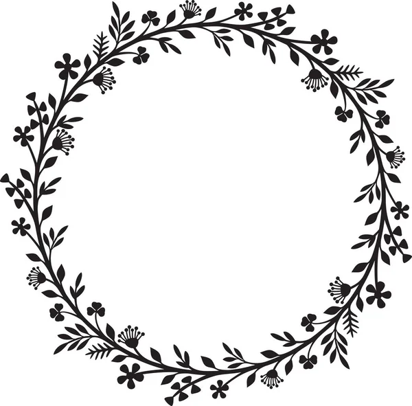 Floral Wreath Flower Circle Vector Illustration — Stock Vector