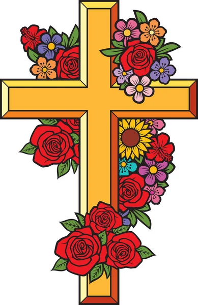 Illustration Vectorielle Croix Fleur — Image vectorielle