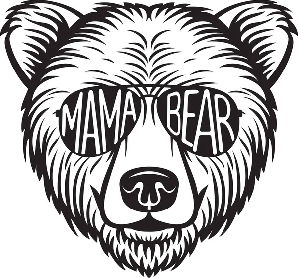 Mama Bear Grizzly Med Aviator Solglasögon Vektor Illustration — Stock vektor