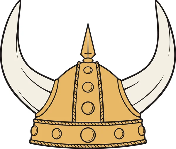 Viking Capacete Cor Vetor Ilustração —  Vetores de Stock