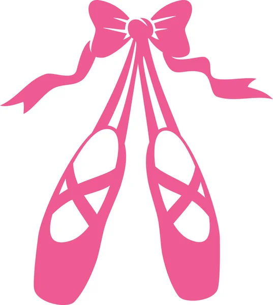 带弓箭图解的粉色芭蕾舞鞋 — 图库矢量图片