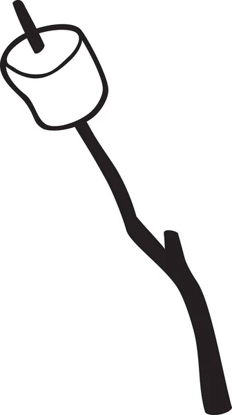 Marshmallow Ένα Ραβδί Μαύρο Και Άσπρο Διανυσματική Απεικόνιση — Διανυσματικό Αρχείο