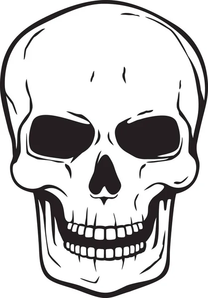 Human Skull Black White Vector Illustration — ストックベクタ