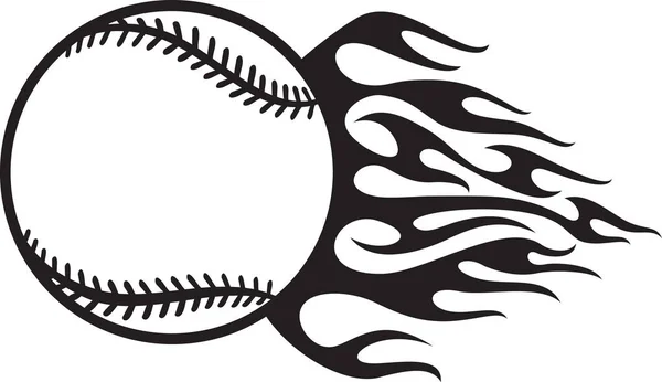 Boule Baseball Flamboyante Illustration Vectorielle Noir Blanc — Image vectorielle