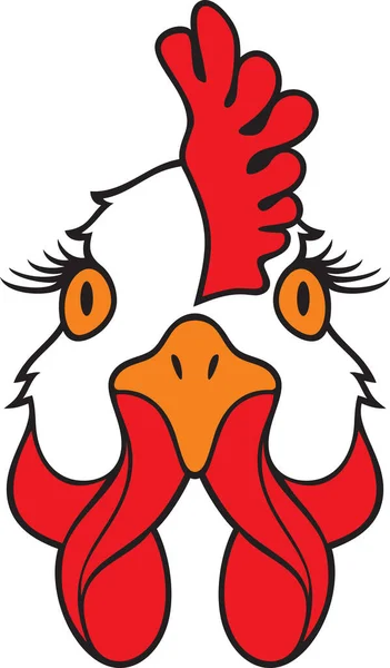 鶏の顔のカラーベクトルイラスト — ストックベクタ