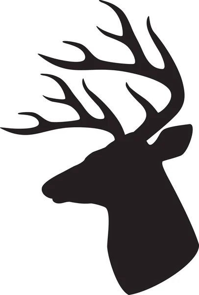 Deer Head Profile Black White Vector Illustration — Stock Vector