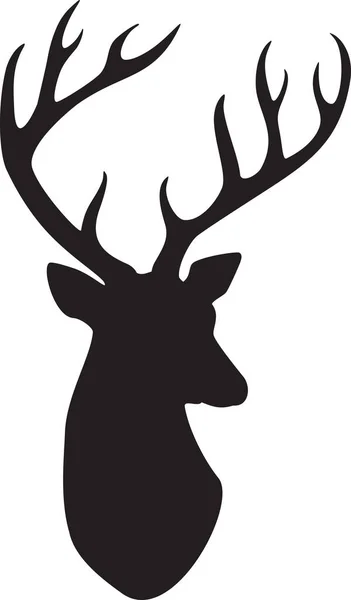 鹿の頭のシルエット黒と白 ベクターイラスト — ストックベクタ
