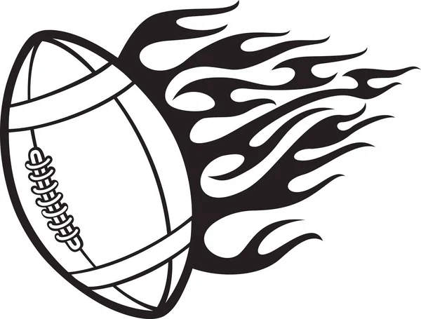 Flaming Rugby Fútbol Americano Pelota Blanco Negro Ilustración Vectorial — Vector de stock