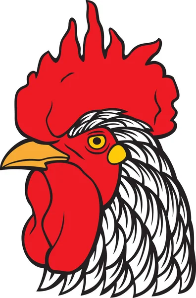 Rooster Head Color Vector Illustration — ストックベクタ