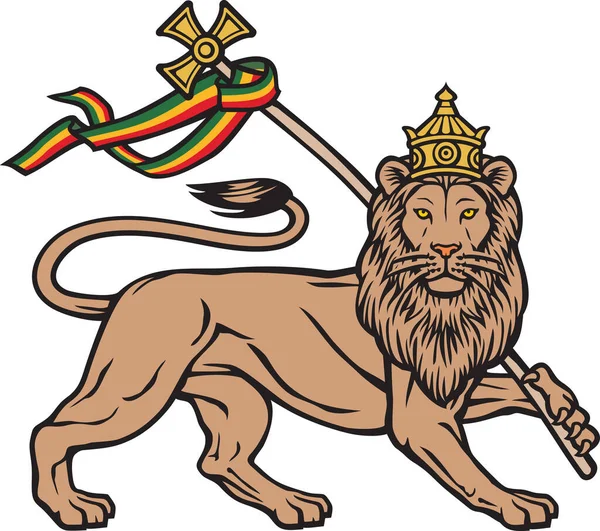 Leeuw Van Juda Rastafari Reggae Symbool Vectorillustratie — Stockvector