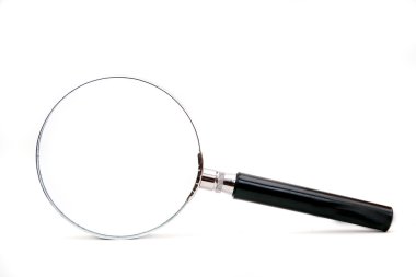 Beyaz bir arka plan üzerinde izole Büyüteç