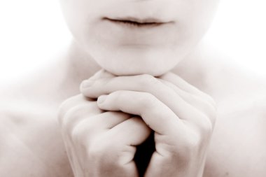 close up of praying woman clipart