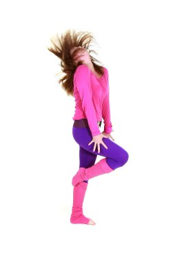 Fitness kız beyaz üzerine eylem
