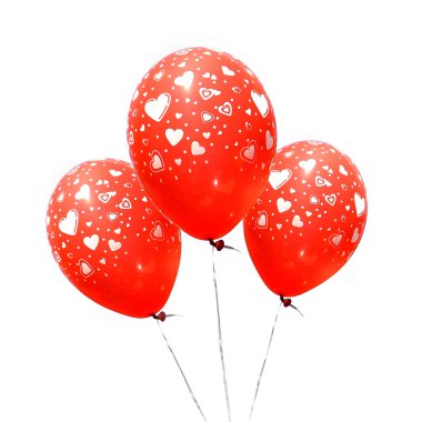 Beyaz üzerinde üç kırmızı balllons