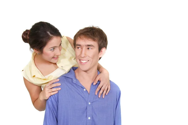 Lyckliga par över vita — Stockfoto