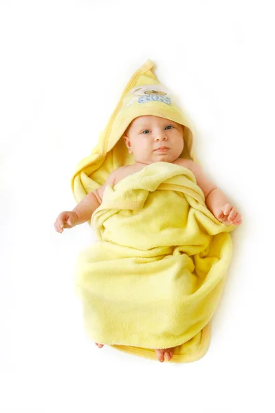 Baby after bath over white — Stock Photo, Image