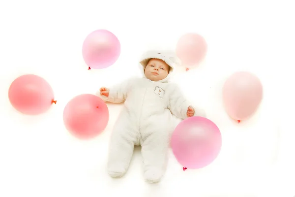 Bebê menina sobre branco — Fotografia de Stock