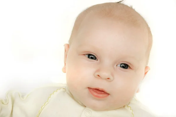 Baby portret over Wit — Stockfoto