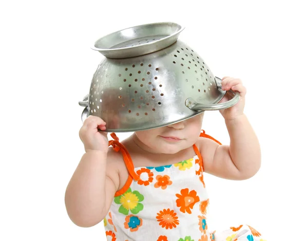 Cozinhando criança sobre branco — Fotografia de Stock