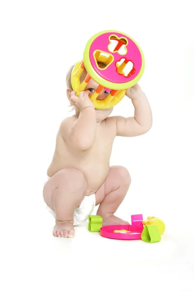 Playing baby over white — Stock Photo, Image