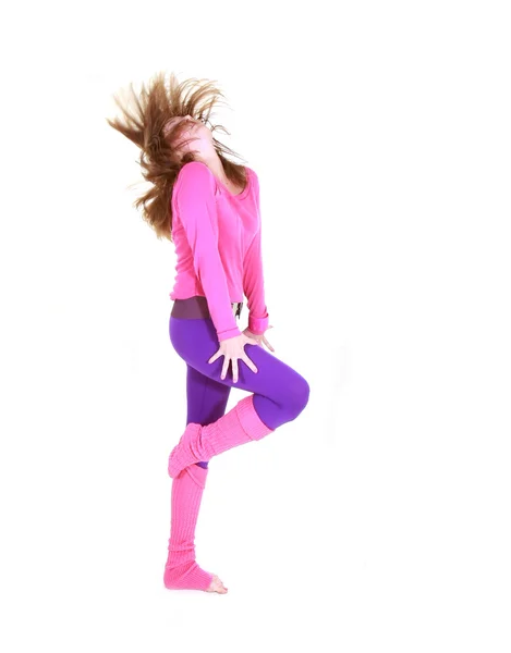Fitness meisje in actie over Wit — Stockfoto