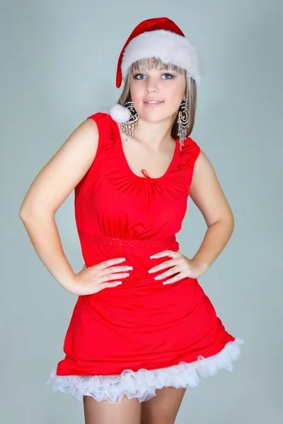 Studio shot of beautiful santa girl — Stock Photo, Image