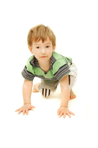 Playing toddler over white — Stock Photo, Image