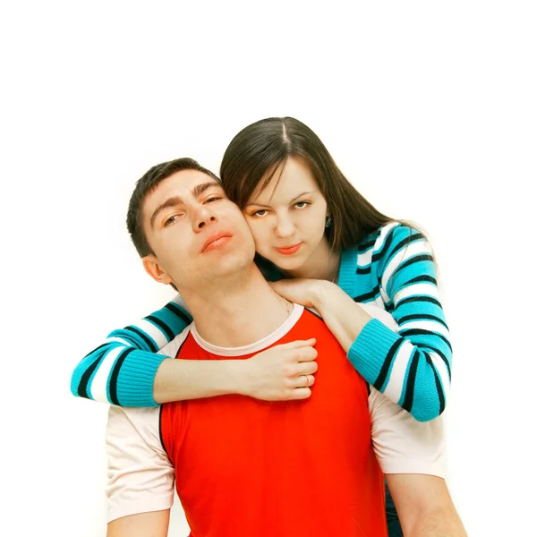 Young couple over white — Stock Photo, Image