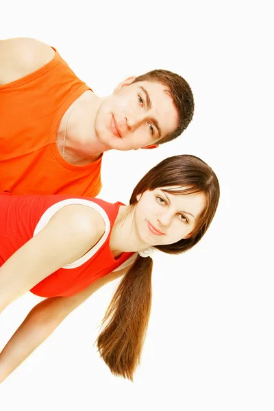 Young couple isolated over white — Stock Photo, Image