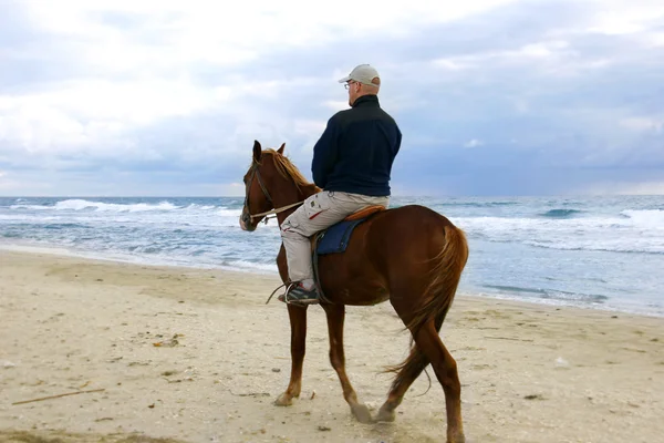 Jeździec na tle morza — Zdjęcie stockowe