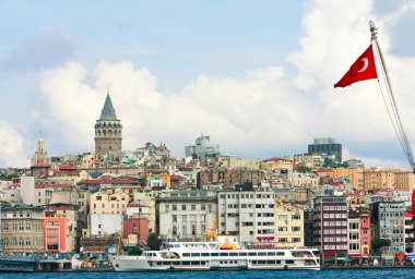 arka plan, istanbul, Türkiye Türk bayrağı galata Kulesi