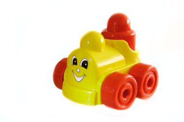 happy toy train over white clipart