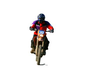 Moto bisikletçinin üzerine beyaz