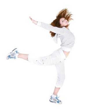 Beyaz üzerinde dans eden kız