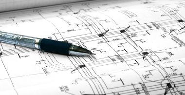 architectural plans and pen