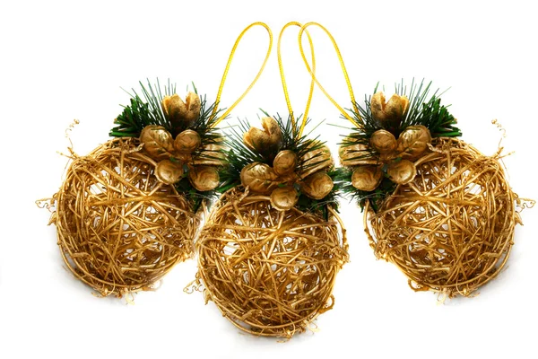 Xmas balls over white background — Stock Photo, Image