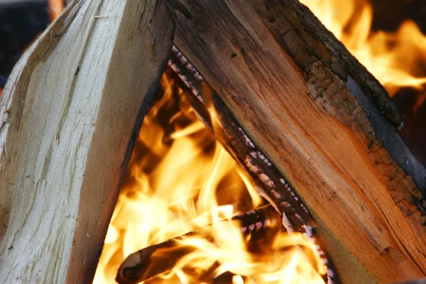 Quema de maderas en chimenea —  Fotos de Stock