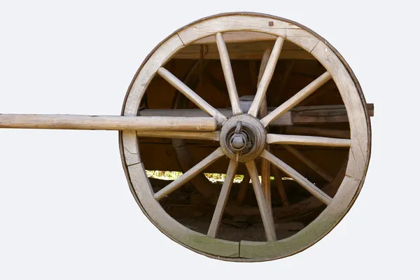 Vecchia ruota di legno su bianco — Foto Stock