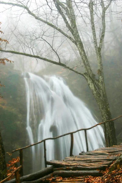 Waterfall in autumn forest — Stock Photo, Image