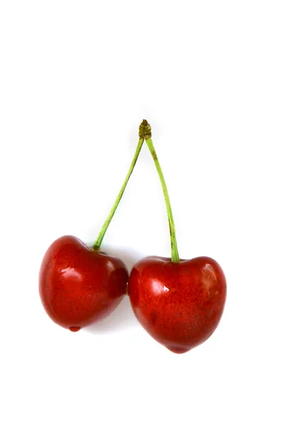 Two cherries over white — Stock Photo, Image