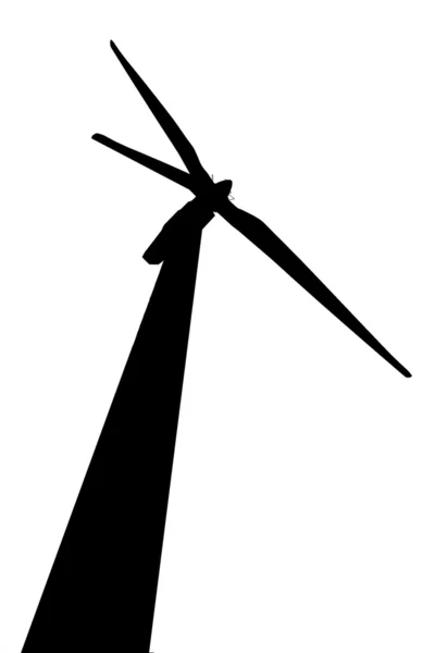 Silhouette of wind turbine over white — Stock Photo, Image