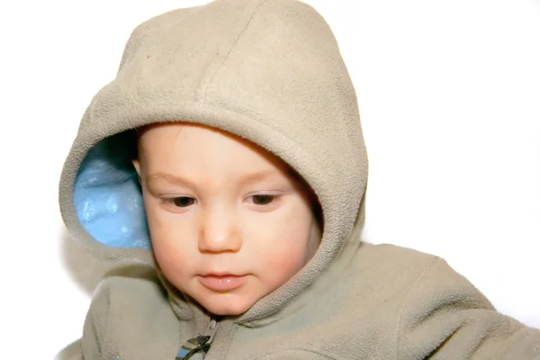 Baby boy in warm jacket — Stock Photo, Image